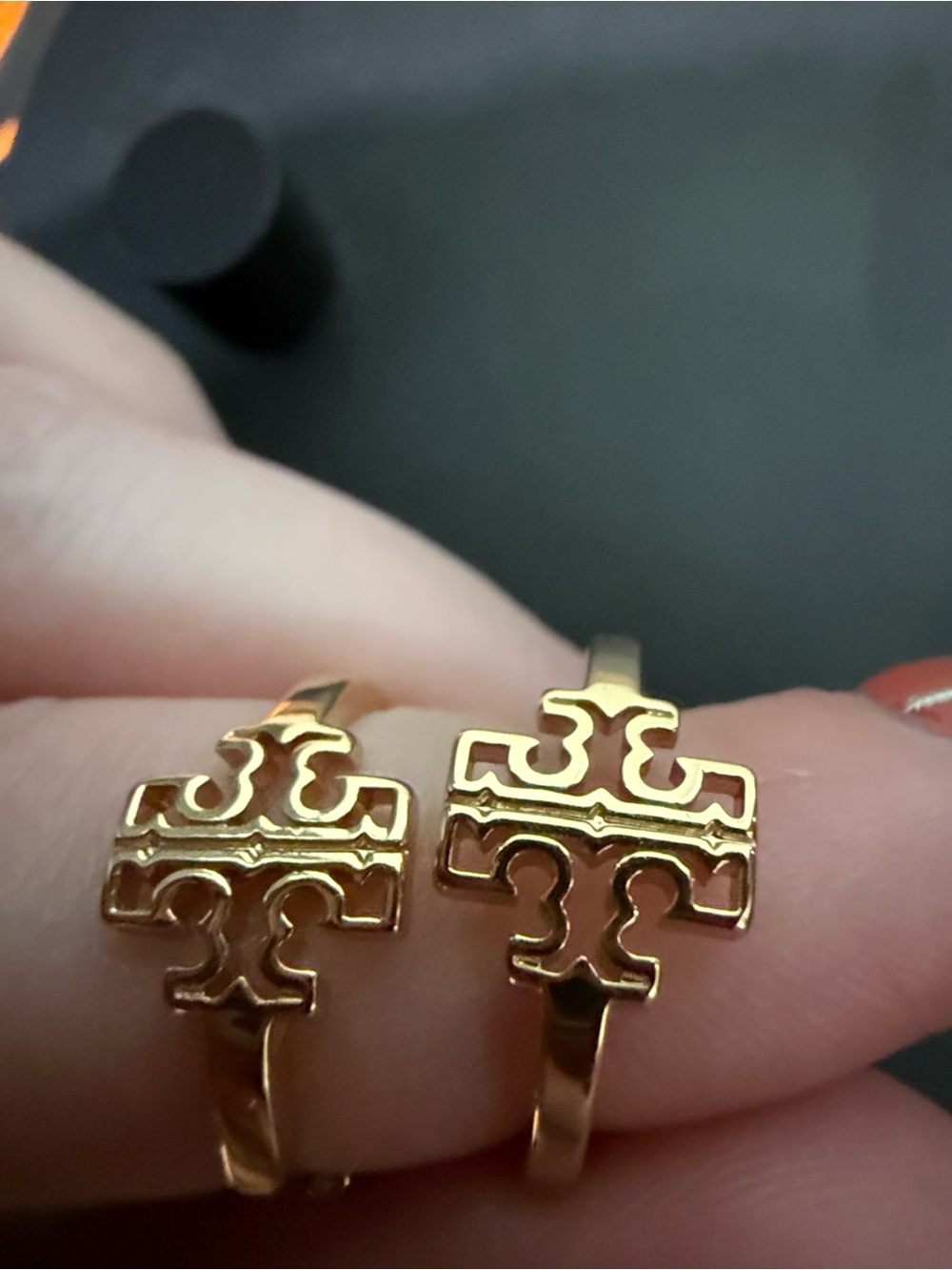 Tory Burch Polished Gold Logo Hoop Earrings